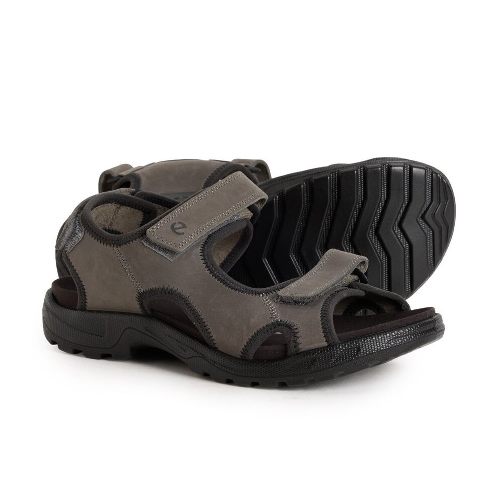 Ecco Men's Onroads Sandal 3 Leather Quick Fasten Straps Fluidform Grey Steel